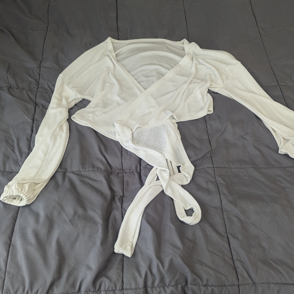 White wrap style blouse purchased from Amazon